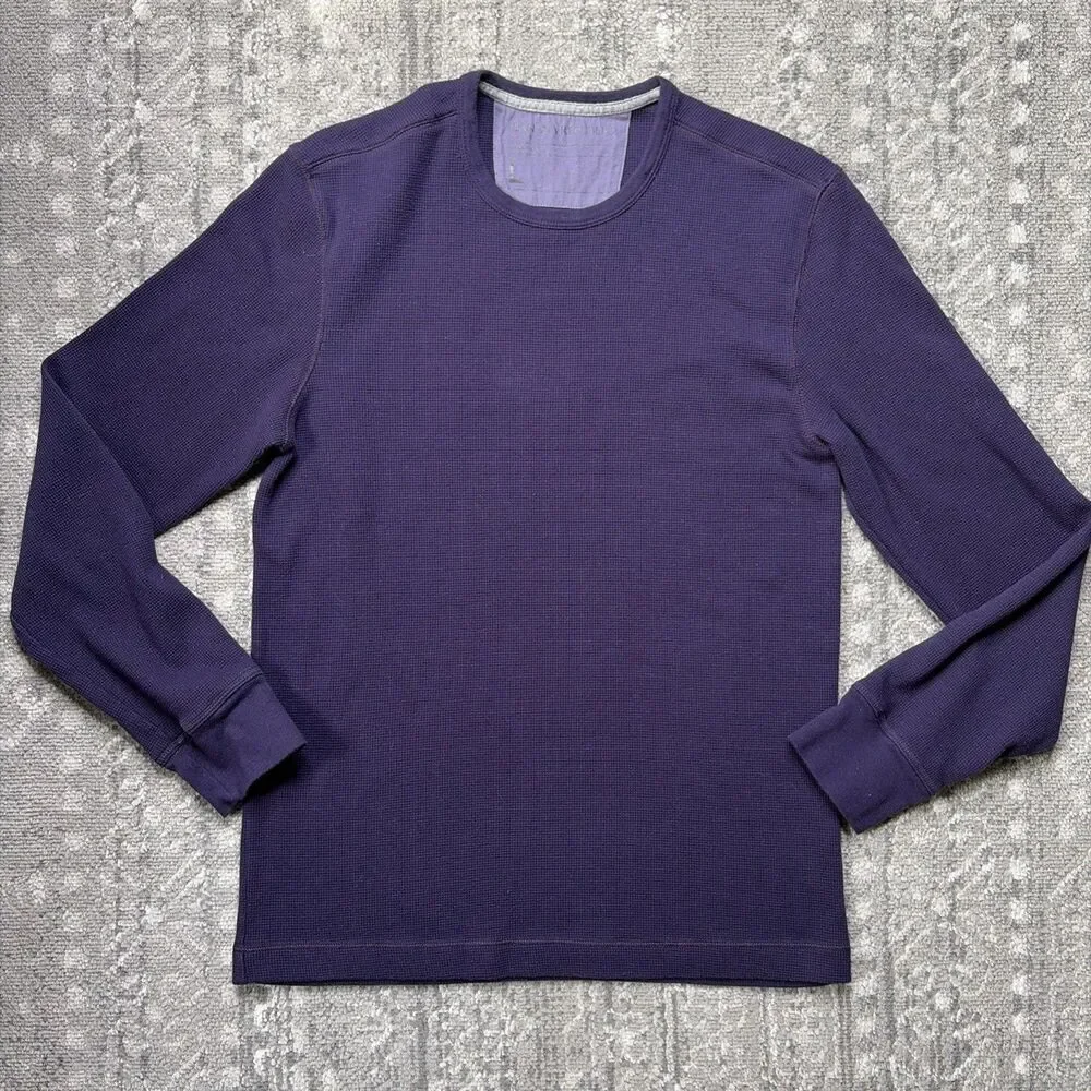 Banana Republic Lot Of 2 Mens Waffle Knit Long Sleeve Shirts Large Plum Blue